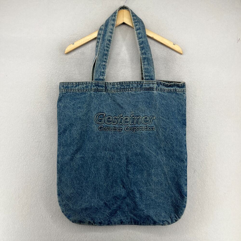 Vintage Denim Tote Bag GESTETNER CORPORATION Emboss Stencil Duplicator Blue USA
